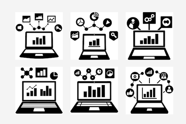 Digital Marketing Strategy Vector Artwork Illustration Design Image Set