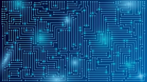 Digital microcircuit on a blue background
