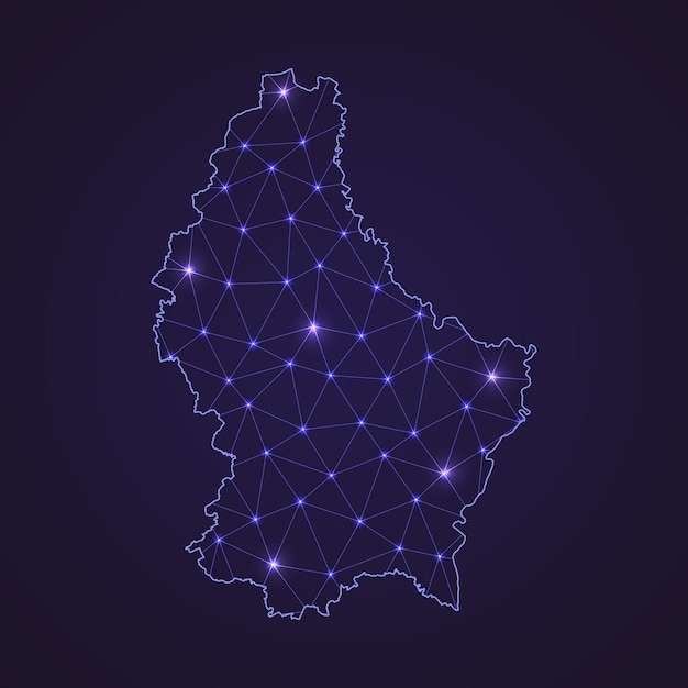 digital network map of luxembourg. abstract connect line and dot on dark background