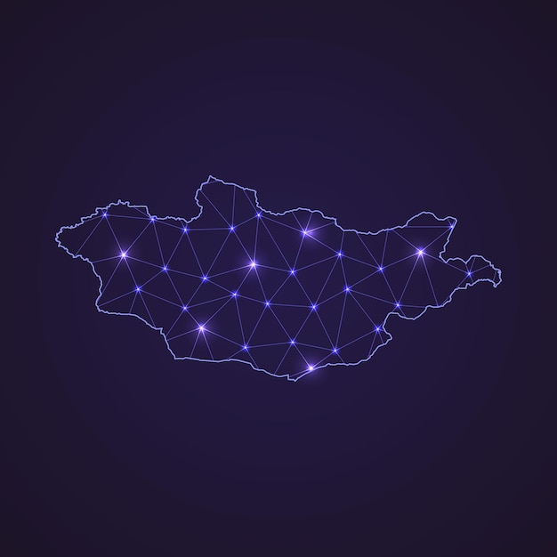digital network map of mongolia. abstract connect line and dot