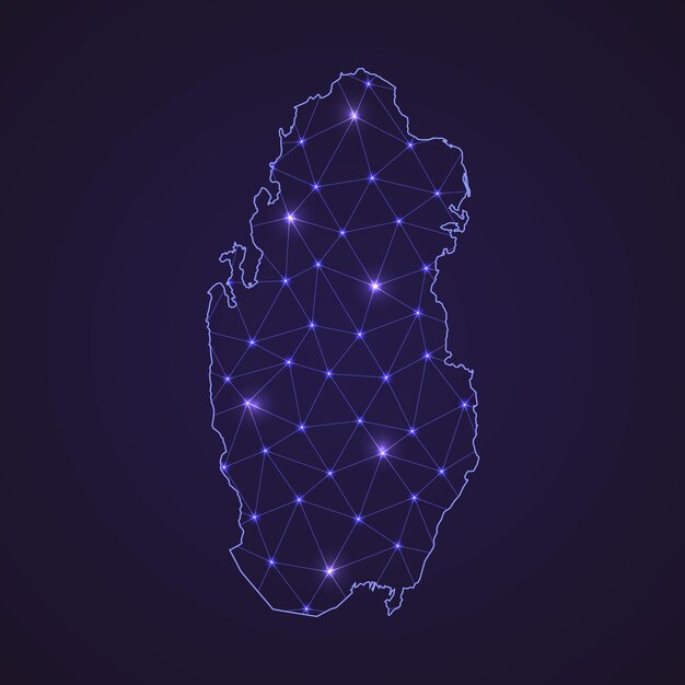 digital network map of qatar. abstract connect line and dot on dark background