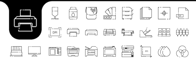 digital printing tools modern line icon vector designs