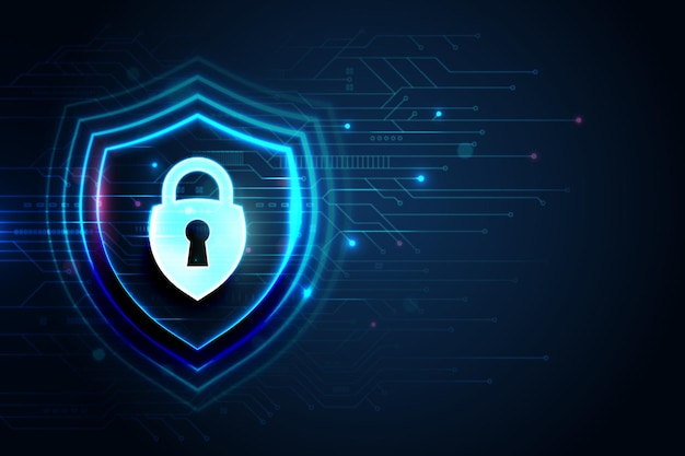 Digital Security Shield with Padlock Representing Online Protection