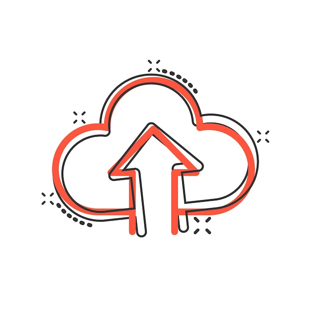 digital service icon in comic style network cloud cartoon vector illustration on white isolated background computer technology splash effect business concept