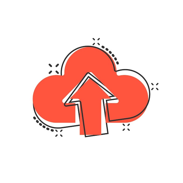 digital service icon in comic style network cloud cartoon vector illustration on white isolated background computer technology splash effect business concept