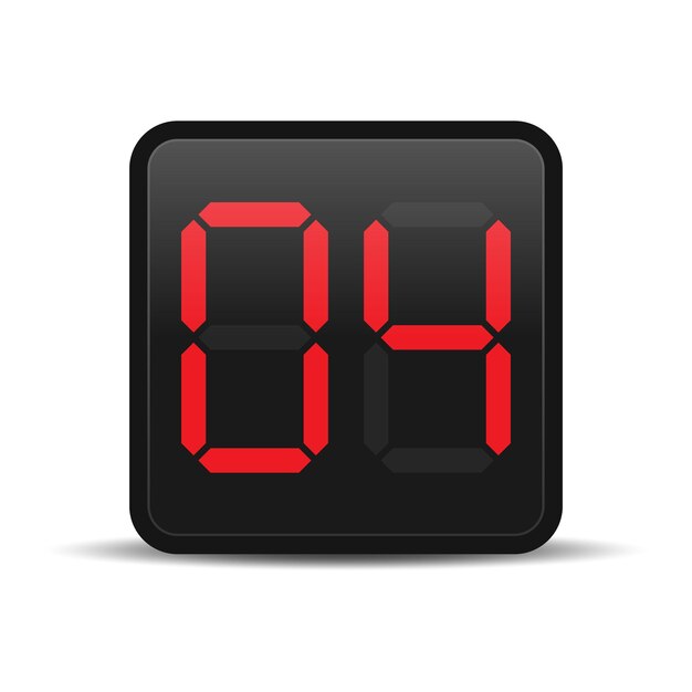 Digital seven segment display with red number 4