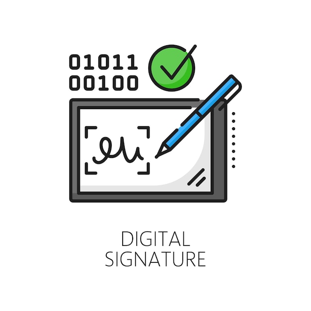 Digital signature biometric identification icon