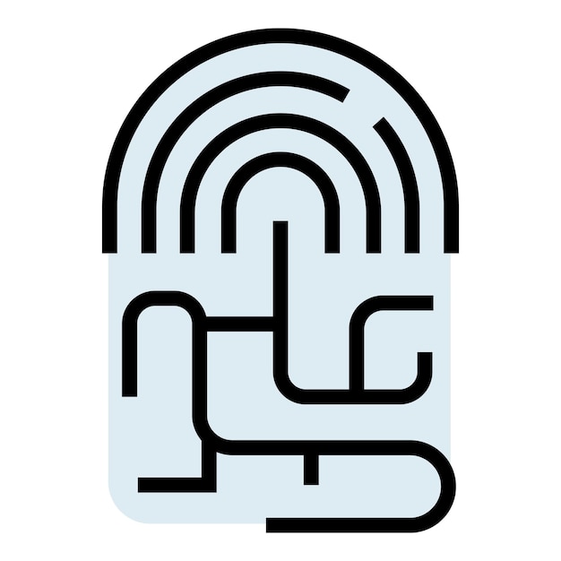 digital signature icon outline vector id recognition biometric identification color flat