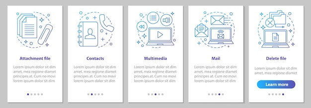 Digital software onboarding mobil app side skærm med lineær koncept