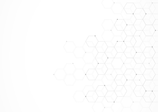 Digital technology background Abstract hexagons background with black lines and dots