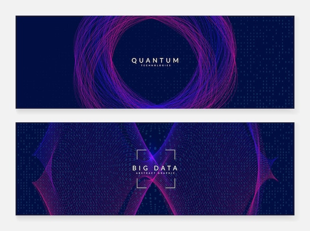 Digital technology banner background set