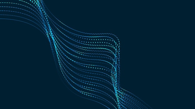 Digital technology flow wave background Dots line motion particles lines of vector illustration