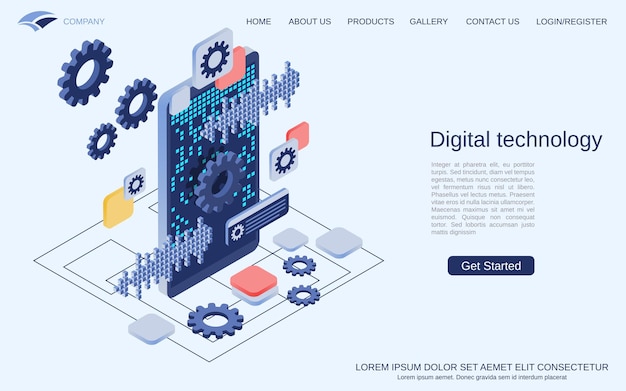Digital technology modern 3d isometric vector concept illustration