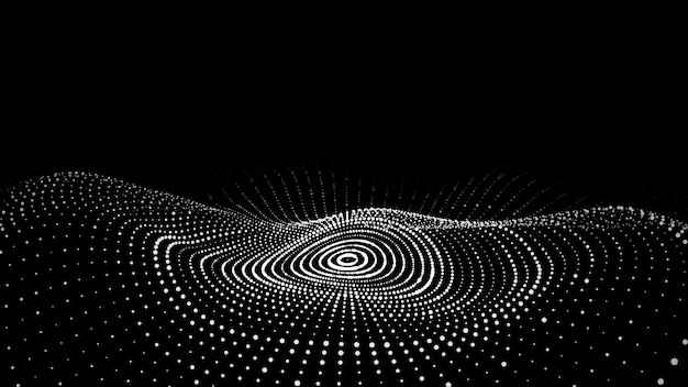 Digital technology wave Abstract background with dots and lines moving in space Futuristic dynamic wave Vector illustration