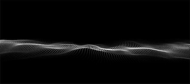Digital technology wave Dark cyberspace with motion dots Futuristic digital background