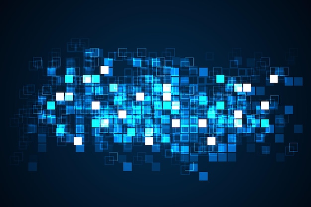 Digital teknikbakgrund Digital data fyrkantigt blått mönster pixelbakgrund