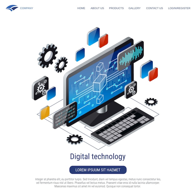 Digital teknologi 3d isometrisk vektorkonceptillustration