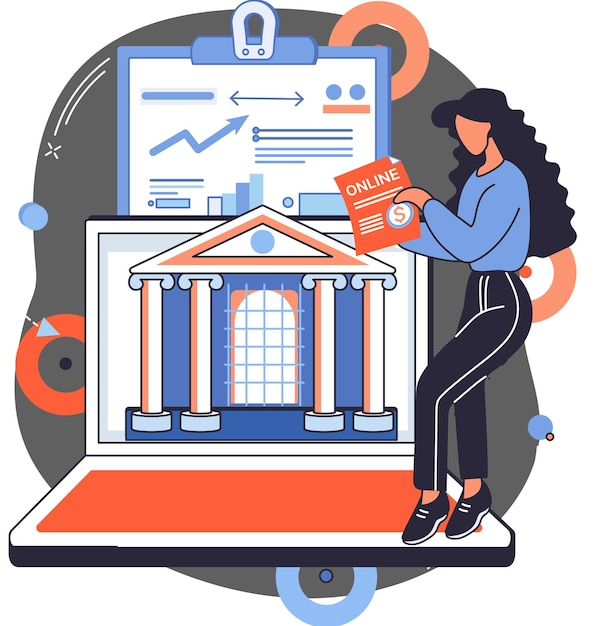 digital transaction with character doing web money transfers and deposits online bank payment wire transaction and cashback concept save money technology processing online banking system