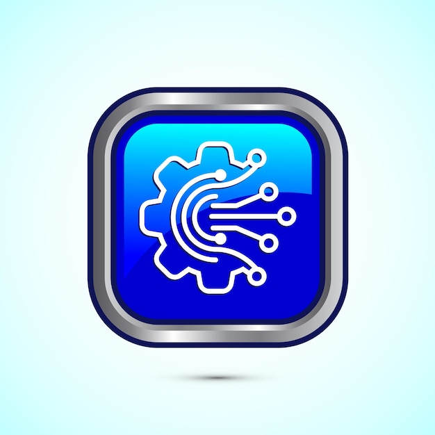 Digital transformation icon Digitalization sign suitable for mobile apps and web designs Blue color square button design