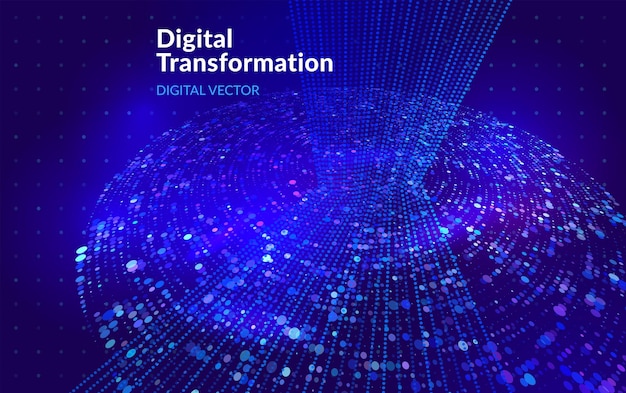 Digital Transformation Technology Background Big Data Stream Artificial Intelligence System Neural Network Pattern Futuristic Machine Learning Visualization
