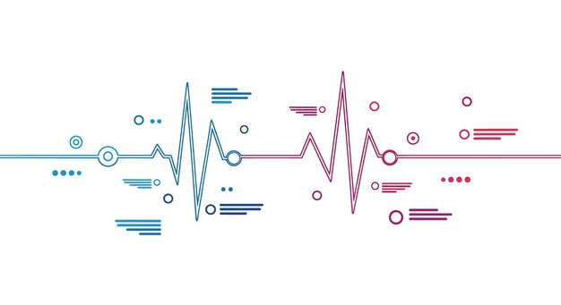 Digital waveform patterns intersecting with abstract circuitry elements creating a dynamic visual representation of data exchange