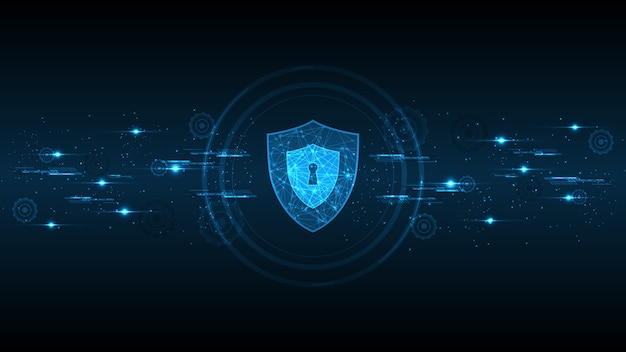 Digitalt cyber-koncept med hængelås og sikkerhed