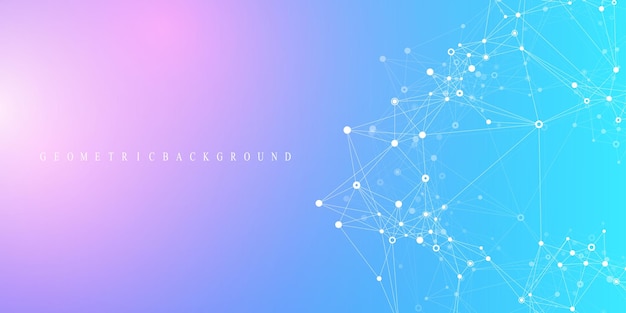 Digits abstract background with connected line and dots