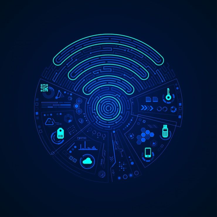 Vektör dijital iletişim arayüzü ile wifi işareti