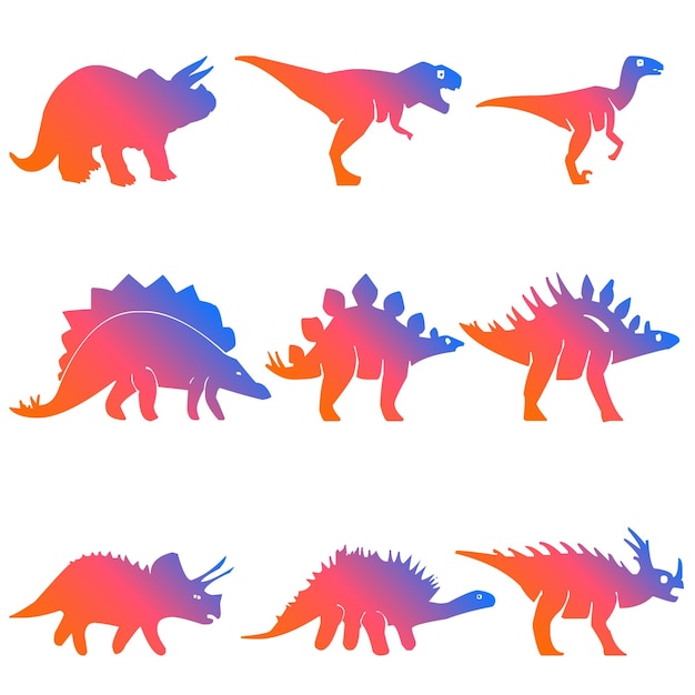 dinozor şekli ve fosil simge koleksiyonu dino karakteri ve avatar silüet paketi