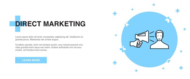 Direct Marketing icon, banner outline template concept. Direct Marketing line illustration design