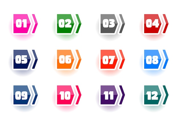 Direction Number bullet points flat collection