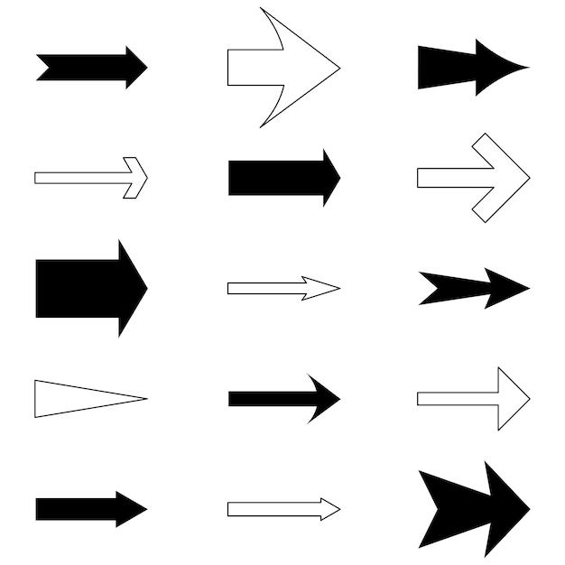 Directional arrow shapes Graphic navigation symbols Bold vector arrows Modern pointer designs
