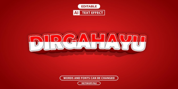 Dirgahayu text effect with the colors of the Indonesian flag