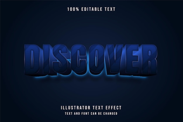 Discover,3d editable text effect blue gradation neon text style
