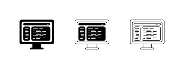Display with coding icon set Vector