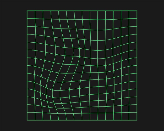 distorted cyber grid cyberpunk geometry element y2k style isolated green mesh