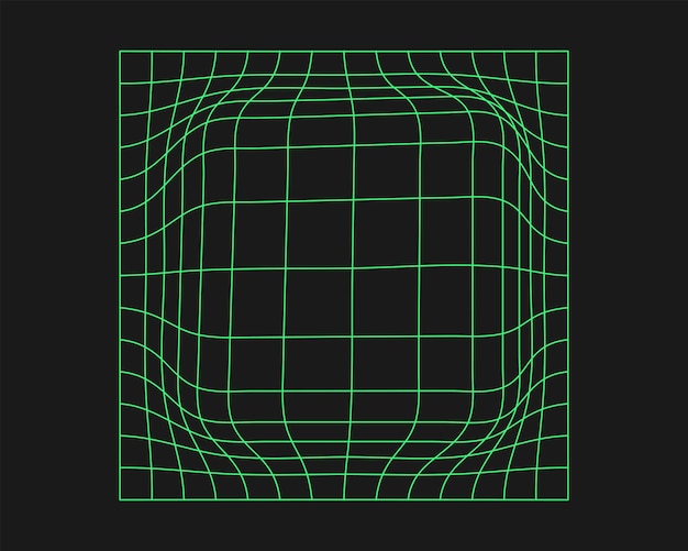 distorted cyber grid cyberpunk geometry element yk style isolated white mesh on black background