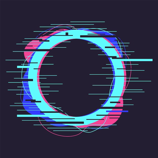 distortion dynamic circle elements technology noise defect geometry figure isolated symbol modern trendy neon shape for banner cover design vector illustration