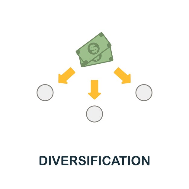 Diversification flat icon Colored sign from stock market collection Creative Diversification icon illustration for web design infographics and more