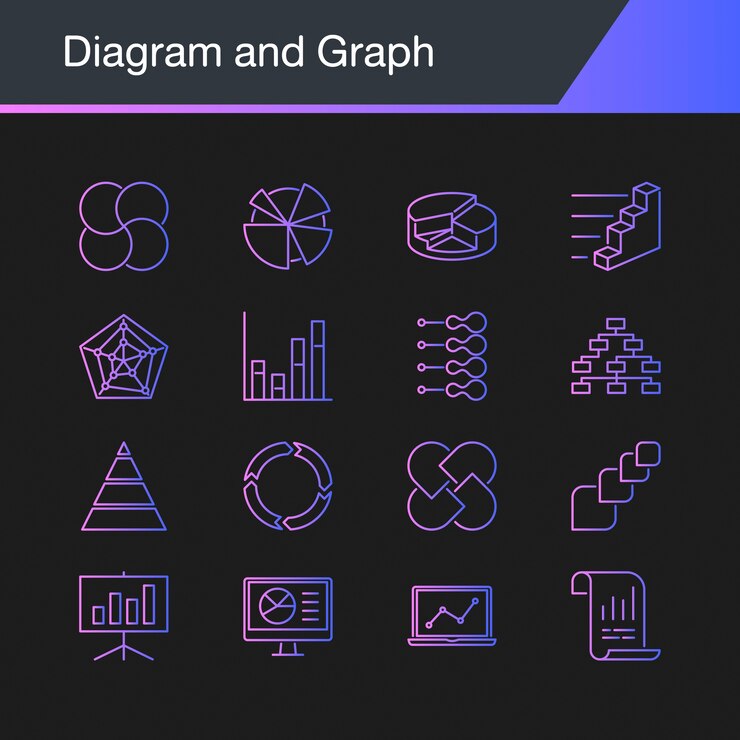 Vektör diyagram ve grafik simgeleri.