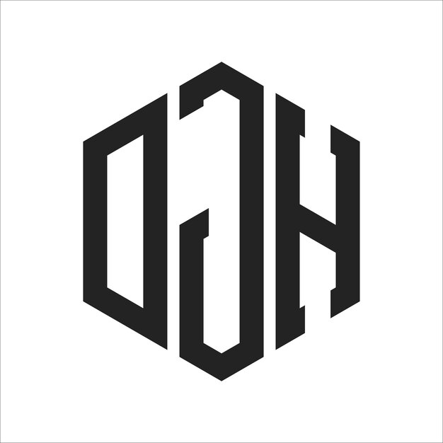 DJH Logo Design Initial Letter DJH Monogram Logo using Hexagon shape