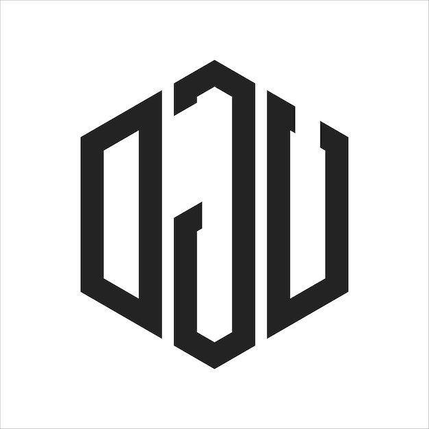 DJU Logo Design Initial Letter DJU Monogram Logo using Hexagon shape