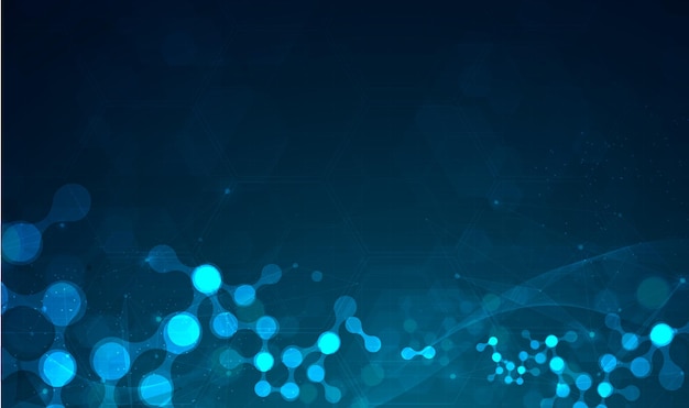 dna digital sequence code structure with glow science concept and nano technology background
