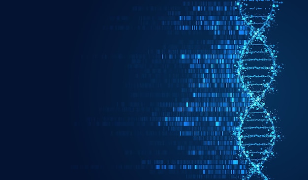DNA test Big genomic data visualization on blue background
