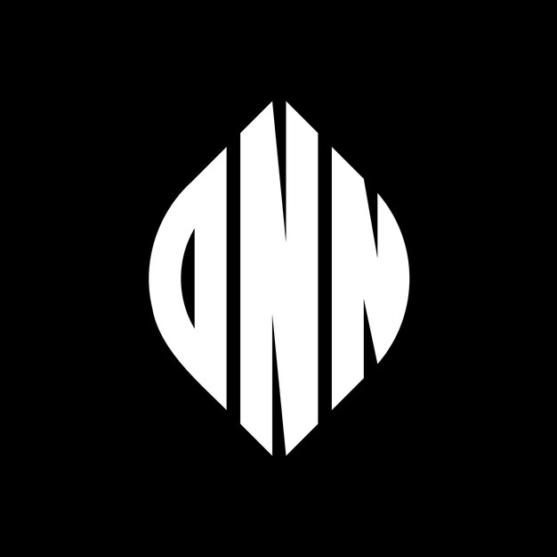 DNN circle letter logo design with circle and ellipse shape DNN ellipse letters with typographic style The three initials form a circle logo DNN Circle Emblem Abstract Monogram Letter Mark Vector