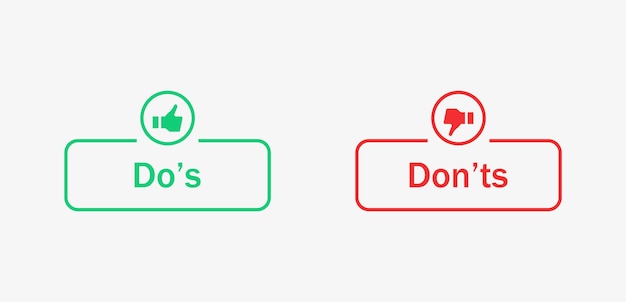 do and dont like and dislike icon frame or dos and donts with thumbs up down icons banners