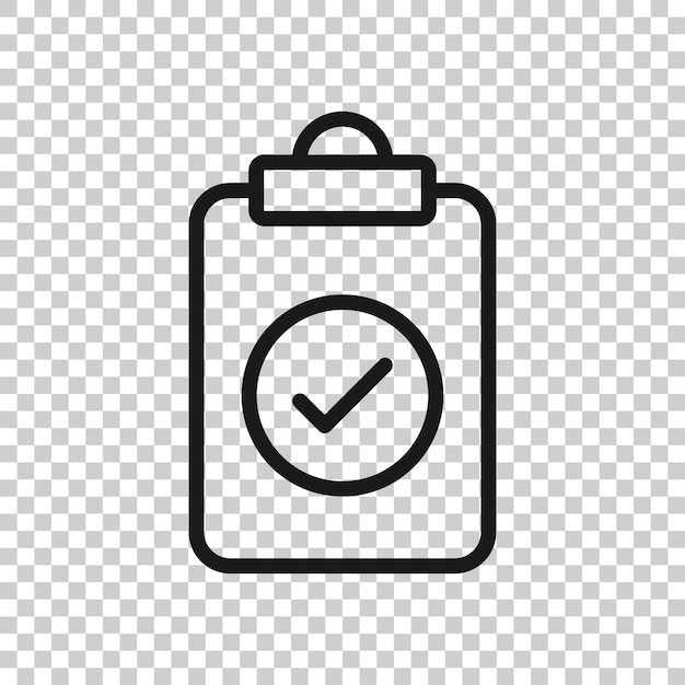 Document checkbox icon in flat style Test vector illustration on white isolated background Contract business concept