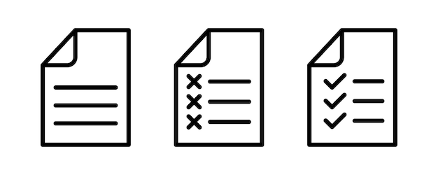 Document icon Document list with checklist icon Editable stroke vector illustration