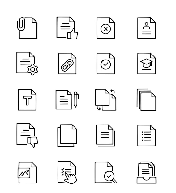 document line editable icons set vector illustration in thin line modern style of paper documentati