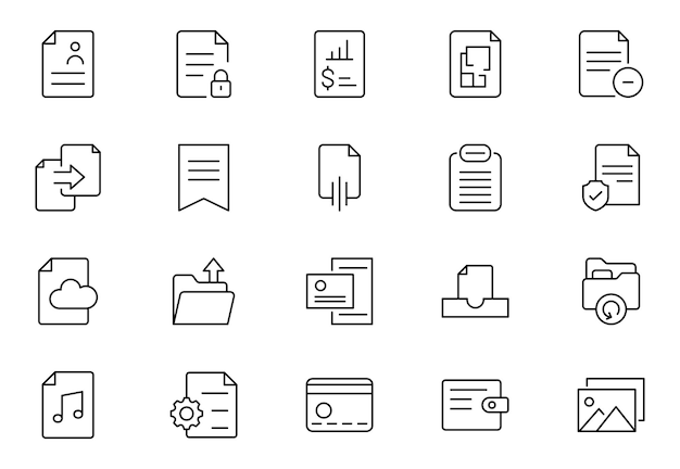Document Management Icon Set Streamlined icons for organizing storing and sharing files